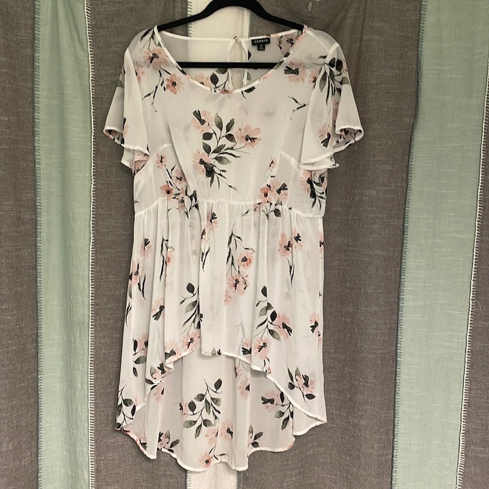 Sheer white floral blouse